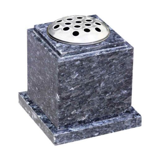 Blue Pearl Check Top Vase with Base Memorial Perfection